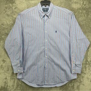 Ralph Lauren‎ Men's Blake Shirt XL Blue Striped Long Sleeve Button Up Logo